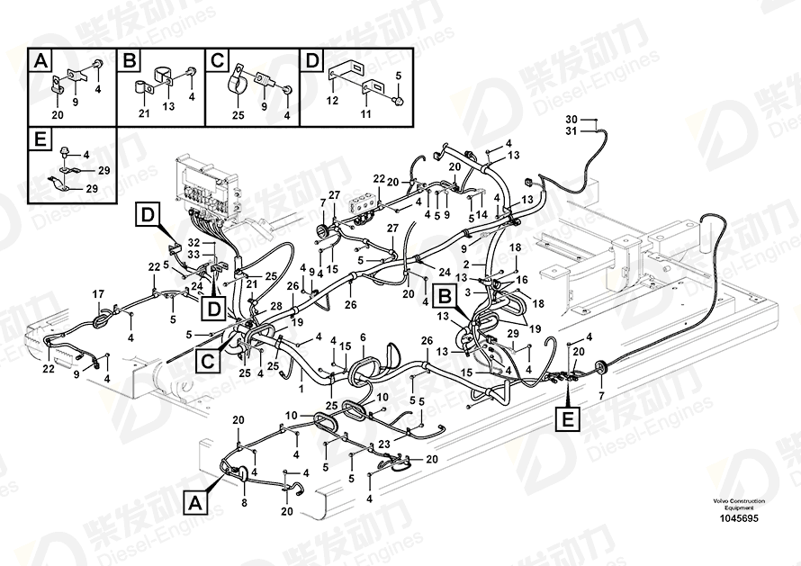 VOLVO Cable harness 14607675 Drawing
