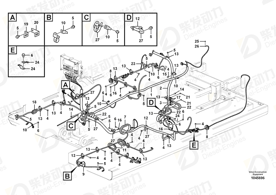 VOLVO Cable harness 14691040 Drawing VOLVO Cable harness 14691040 Drawing