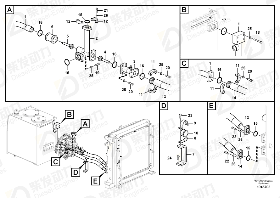 VOLVO Hose 14577828 Drawing