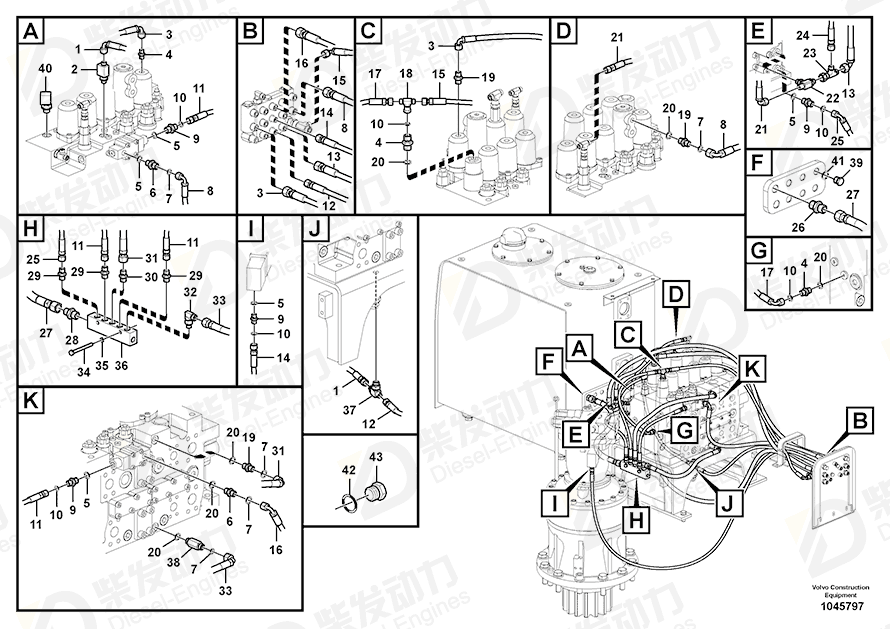 VOLVO Hose assembly 938066 Drawing