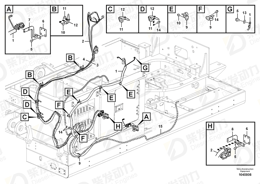 VOLVO Cable harness 14566583 Drawing