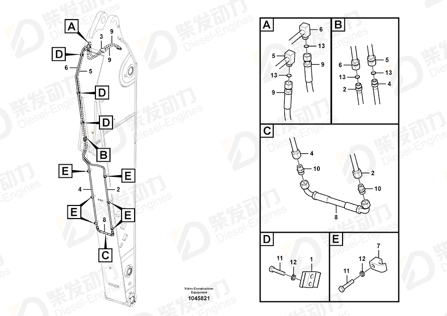 VOLVO Hose assembly 14880509 Drawing VOLVO Hose assembly 14880509 Drawing
