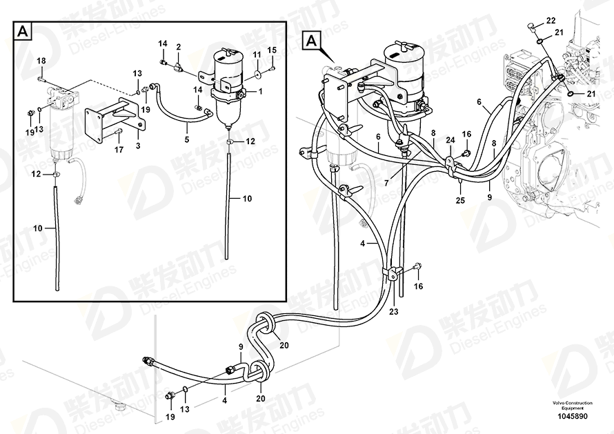 VOLVO Water separator 14621335 Drawing VOLVO Water separator 14621335 Drawing