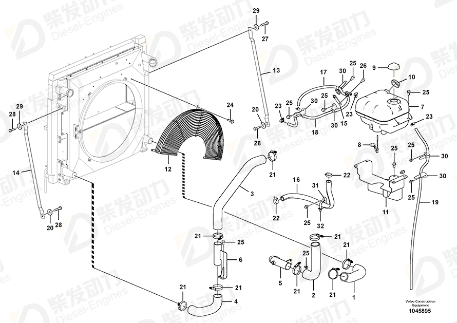 VOLVO Hose 14882430 Drawing