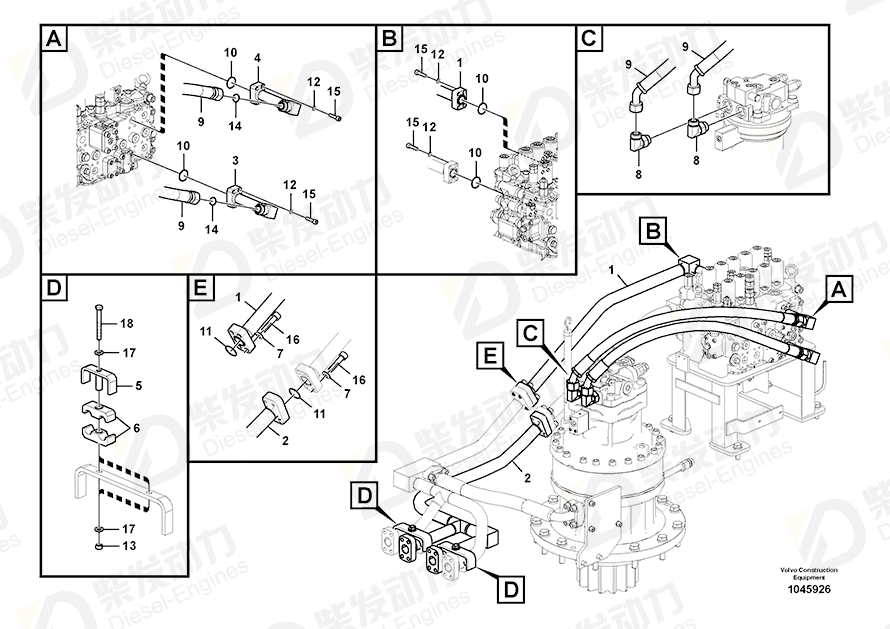 VOLVO Hose assembly 15800784 Drawing