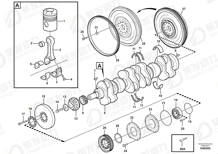 VOLVO Crankshaft 20533088 Drawing VOLVO Crankshaft 20533088 Drawing