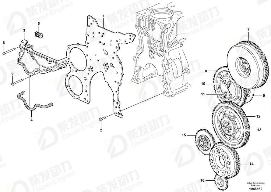 VOLVO Timing gear plate 3886444 Drawing VOLVO Timing gear plate 3886444 Drawing