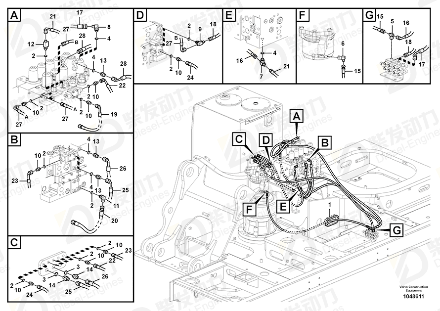 VOLVO HOSE ASSEMBLY SA9451-02241 Drawing