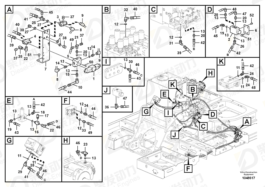 VOLVO Hose assembly SA9451-02225 Drawing