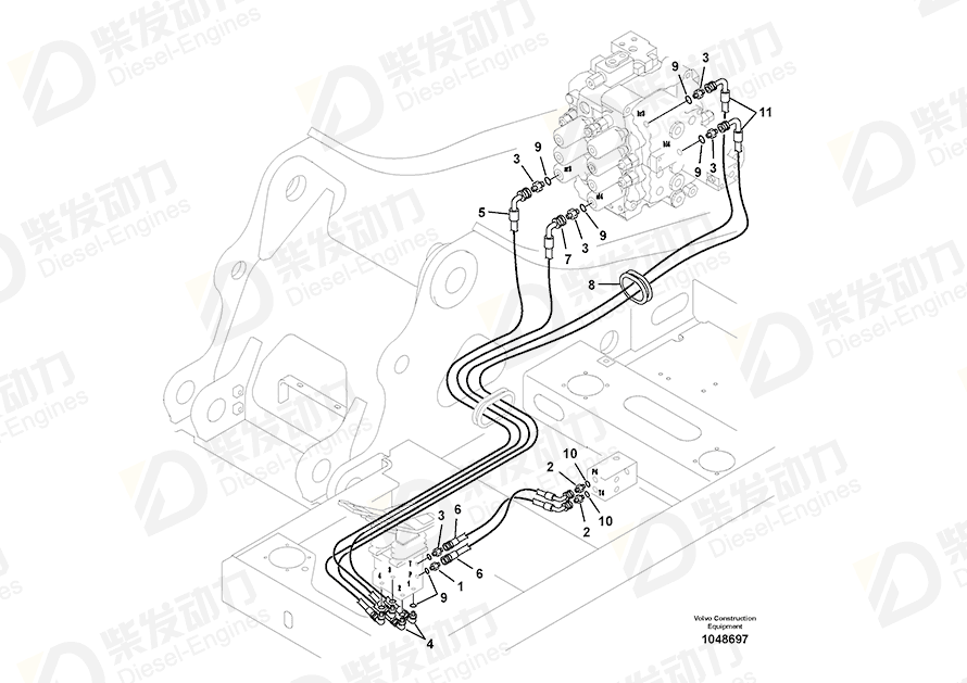 VOLVO Hose assembly SA9453-03250 Drawing VOLVO Hose assembly SA9453-03250 Drawing
