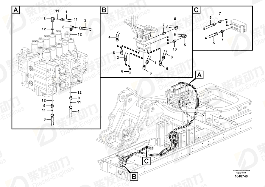 VOLVO Hose assembly 15135766 Drawing VOLVO Hose assembly 15135766 Drawing
