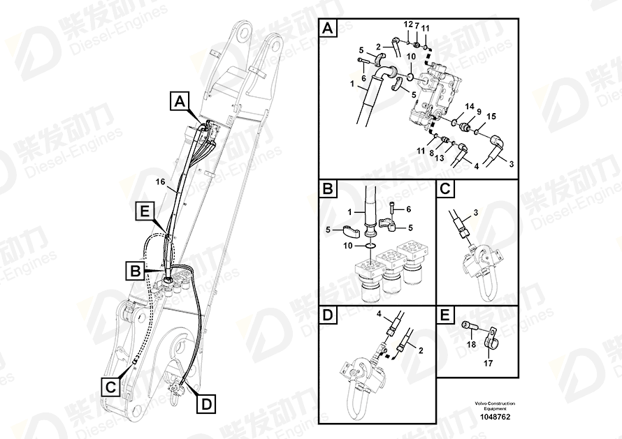 VOLVO Hose assembly 15114904 Drawing VOLVO Hose assembly 15114904 Drawing