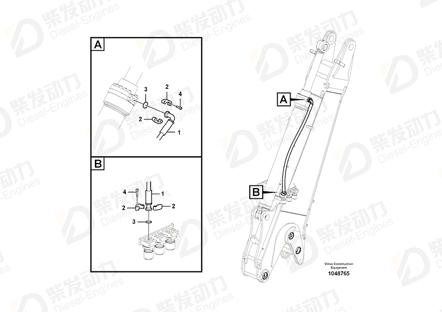 VOLVO Hose assembly 15135760 Drawing VOLVO Hose assembly 15135760 Drawing