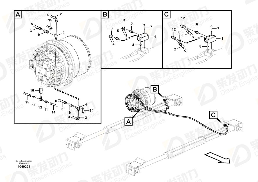 VOLVO Hose assembly 15131088 Drawing