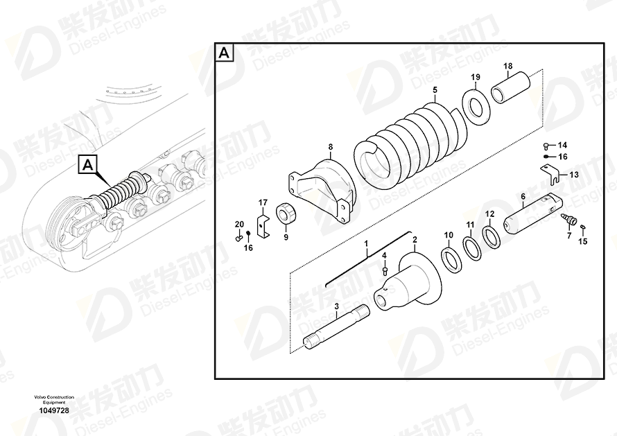 VOLVO Recoil spring 14671767 Drawing