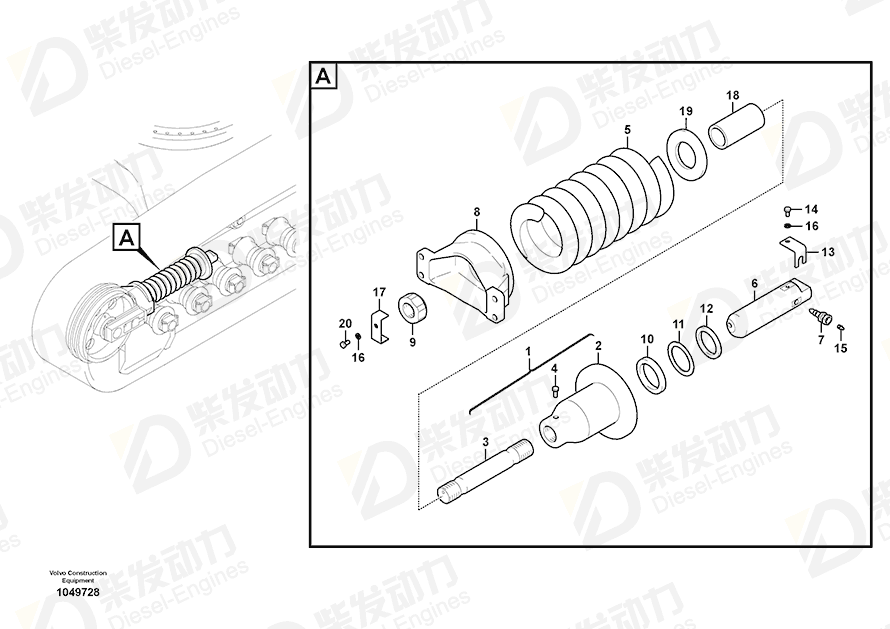 VOLVO Recoil spring 14671767 Drawing VOLVO Recoil spring 14671767 Drawing