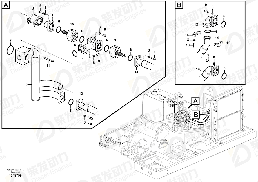VOLVO Non-return valve 14607996 Drawing VOLVO Non-return valve 14607996 Drawing