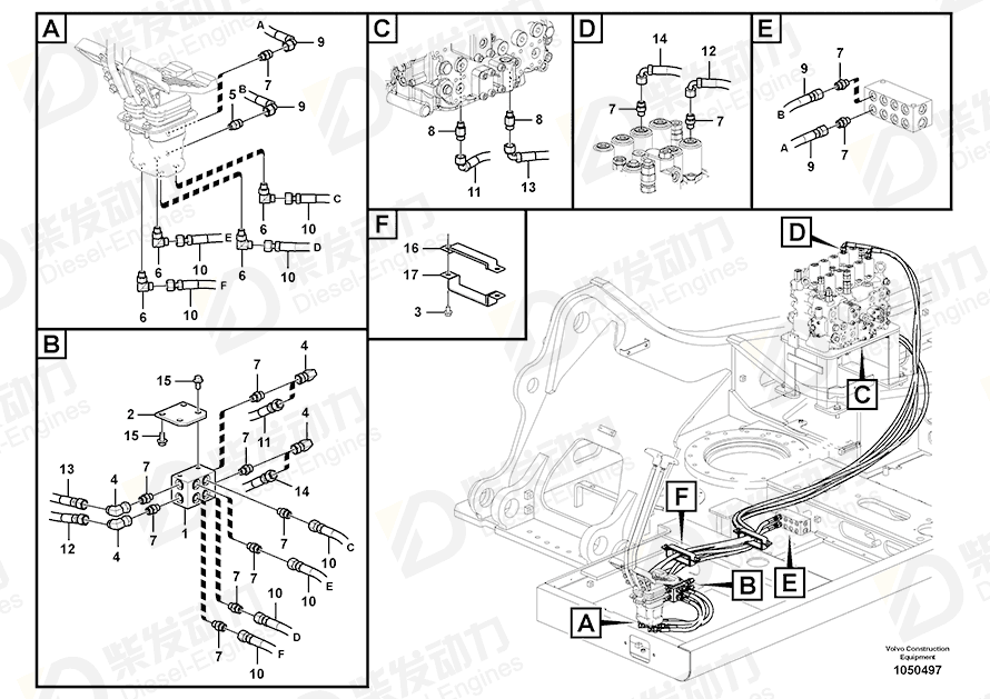 VOLVO Hose assembly 15167159 Drawing