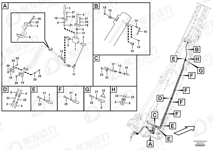 VOLVO Hose assembly 15102222 Drawing VOLVO Hose assembly 15102222 Drawing