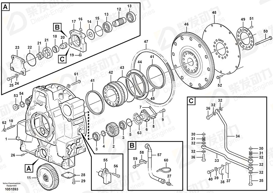 VOLVO Power take-off 11423556 Drawing VOLVO Power take-off 11423556 Drawing