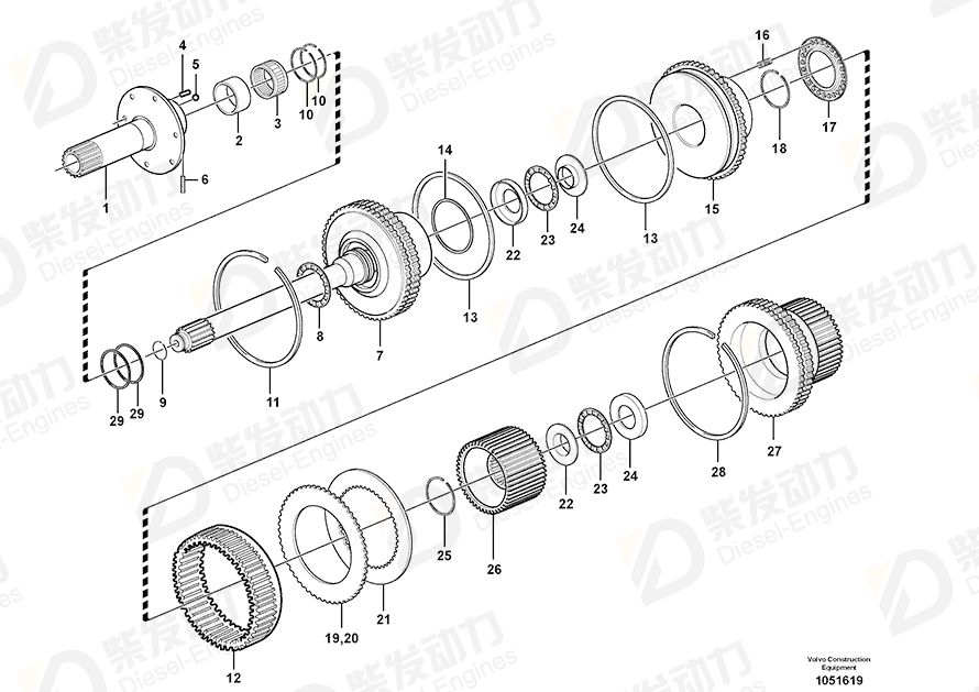 VOLVO Stator shaft 17269323 Drawing VOLVO Stator shaft 17269323 Drawing