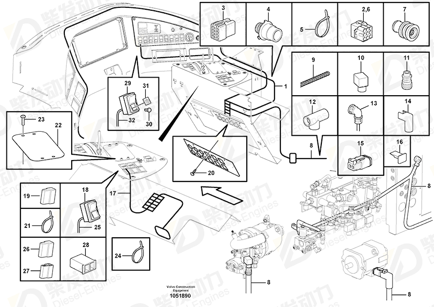 VOLVO Cable harness 15130885 Drawing
