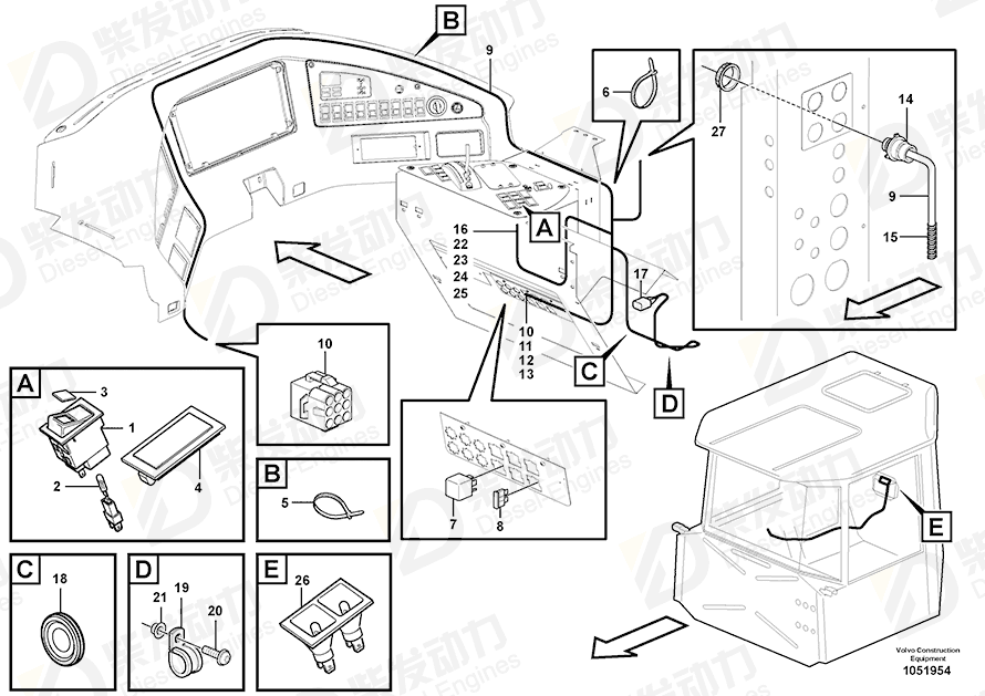 VOLVO Cable harness 15132114 Drawing VOLVO Cable harness 15132114 Drawing