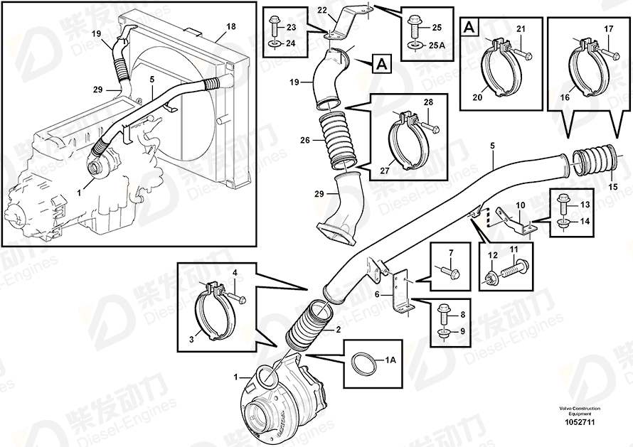 VOLVO Charge air hose 17247668 Drawing