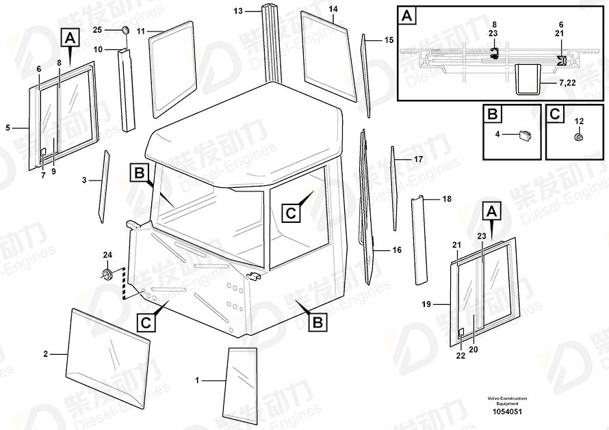 VOLVO Windscreen 11121671 Drawing