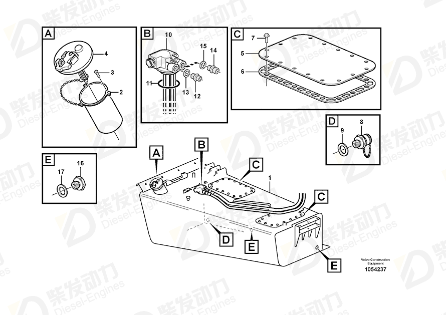 VOLVO Fuel tank 15070880 Drawing