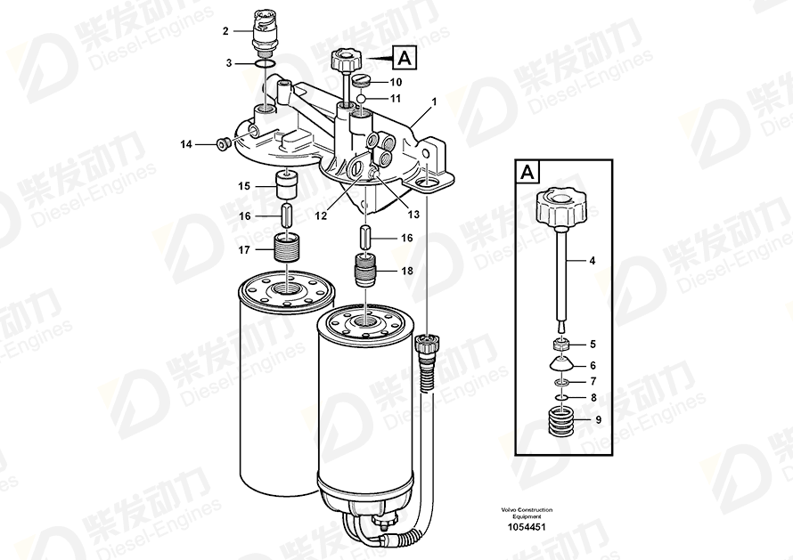 VOLVO Fuel filter housing 20783917 Drawing VOLVO Fuel filter housing 20783917 Drawing