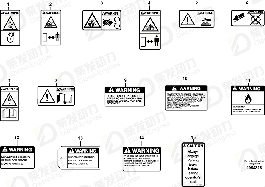 VOLVO Warning decal 15048695 Drawing VOLVO Warning decal 15048695 Drawing