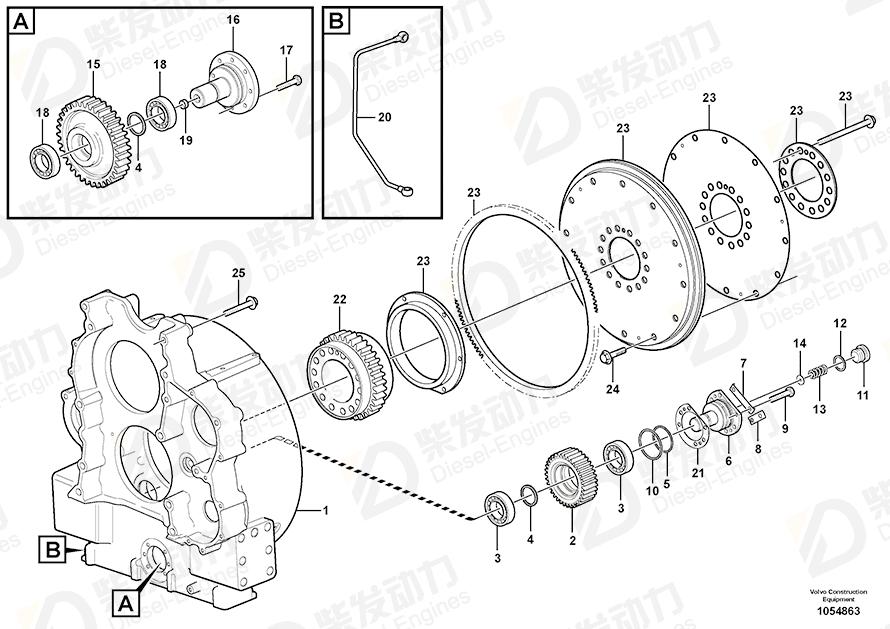 VOLVO Gearbox housing 11447063 Drawing VOLVO Gearbox housing 11447063 Drawing