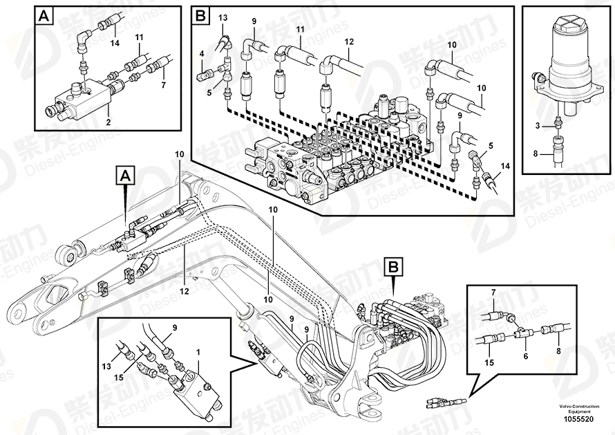 VOLVO Hose assembly 936973 Drawing VOLVO Hose assembly 936973 Drawing