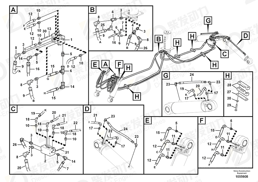 VOLVO Hose assembly 937141 Drawing VOLVO Hose assembly 937141 Drawing