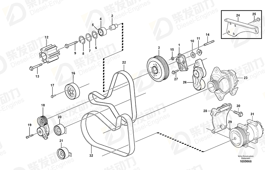 VOLVO Belt tensioner 21155561 Drawing