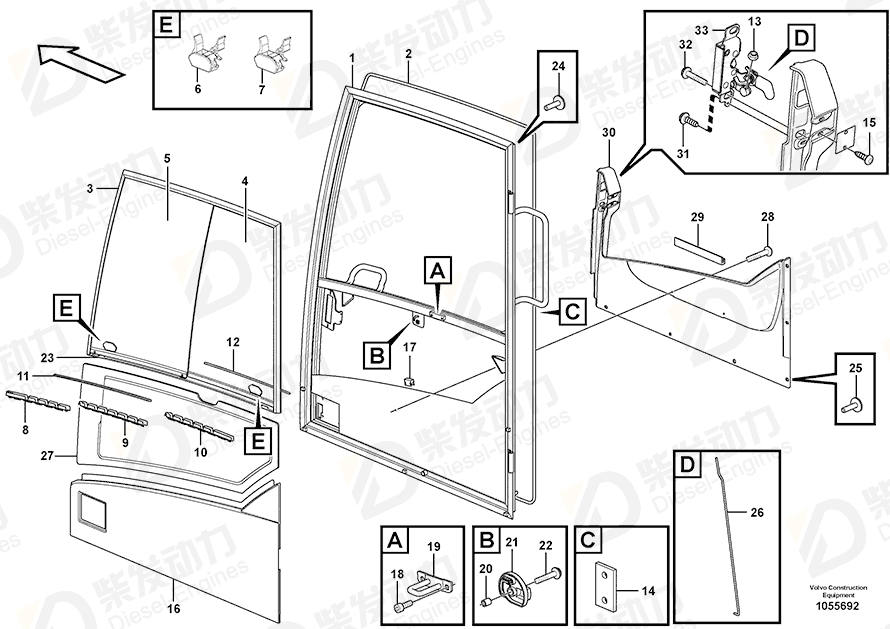 VOLVO Door window pane 15045742 Drawing VOLVO Door window pane 15045742 Drawing