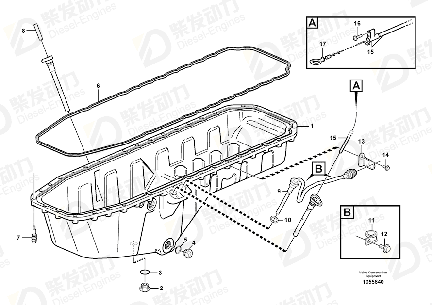 VOLVO Oil dipstick 11423701 Drawing