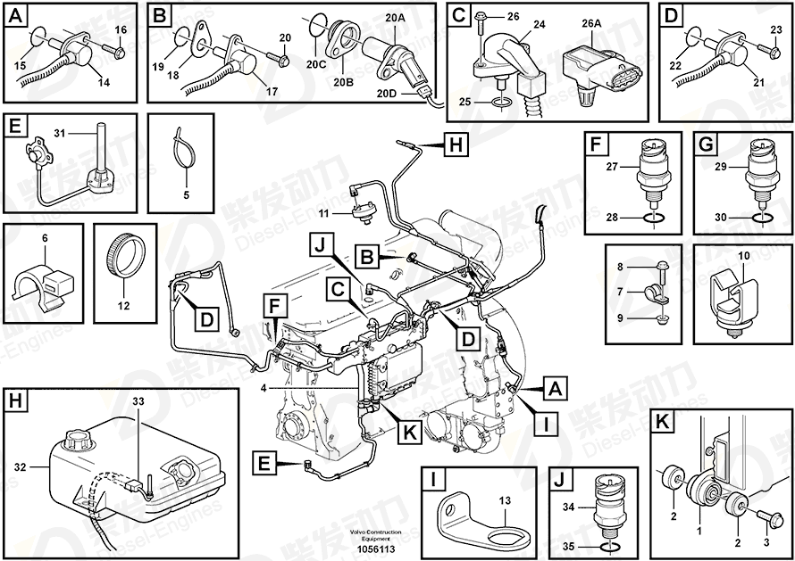 VOLVO Temperature Sensor 20576626 Drawing