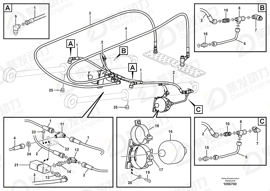 VOLVO Hose assembly 936714 Drawing