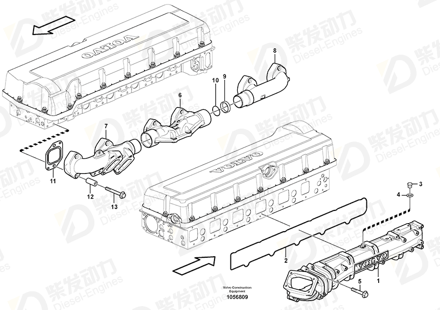 VOLVO Exhaust manifold 20910779 Drawing