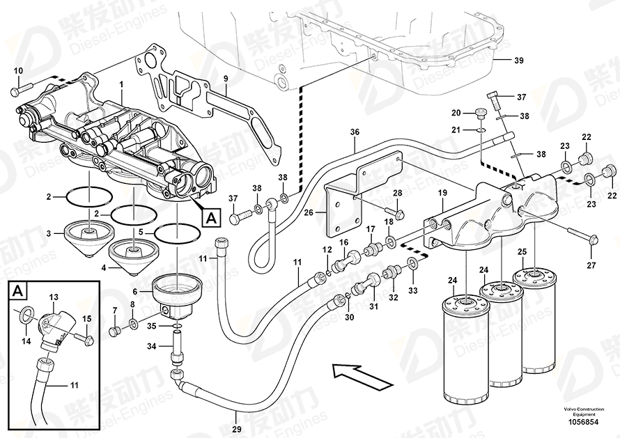 VOLVO Oil hose 15148504 Drawing