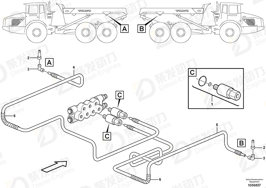 VOLVO Hose assembly 15126865 Drawing