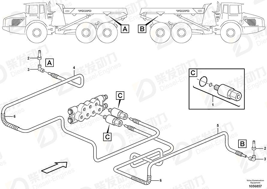 VOLVO Hose assembly 15126864 Drawing VOLVO Hose assembly 15126864 Drawing