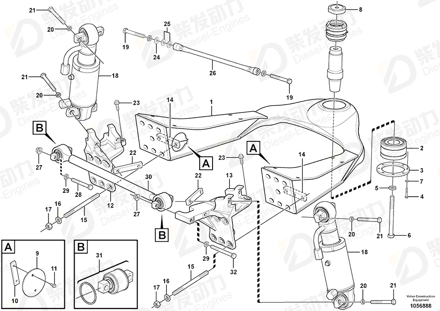 VOLVO Piston rod 17260691 Drawing VOLVO Piston rod 17260691 Drawing
