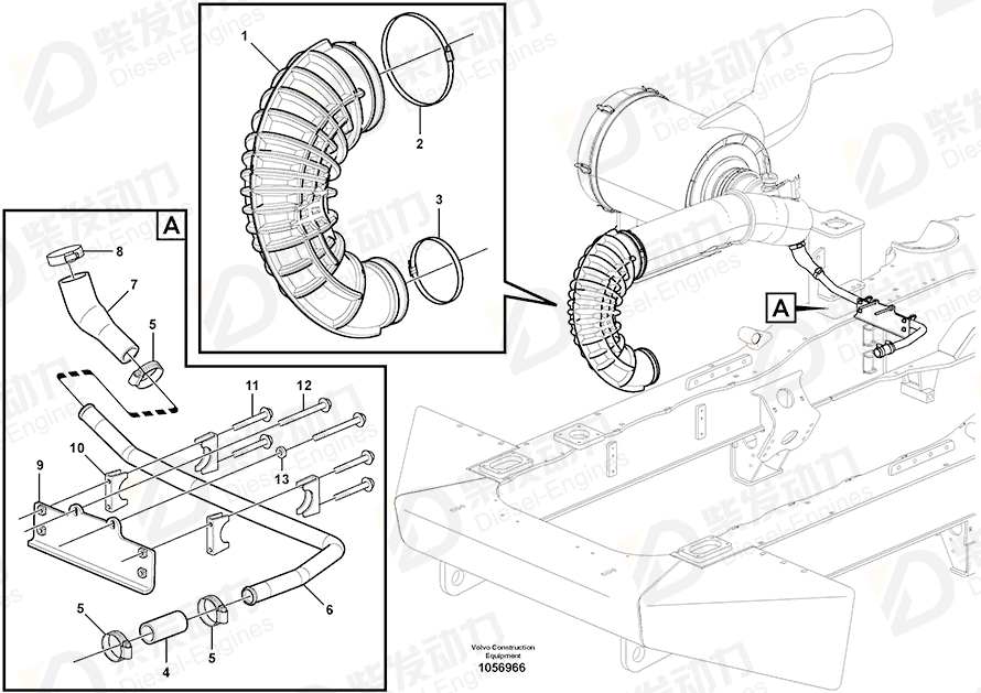 VOLVO Hose 15130631 Drawing