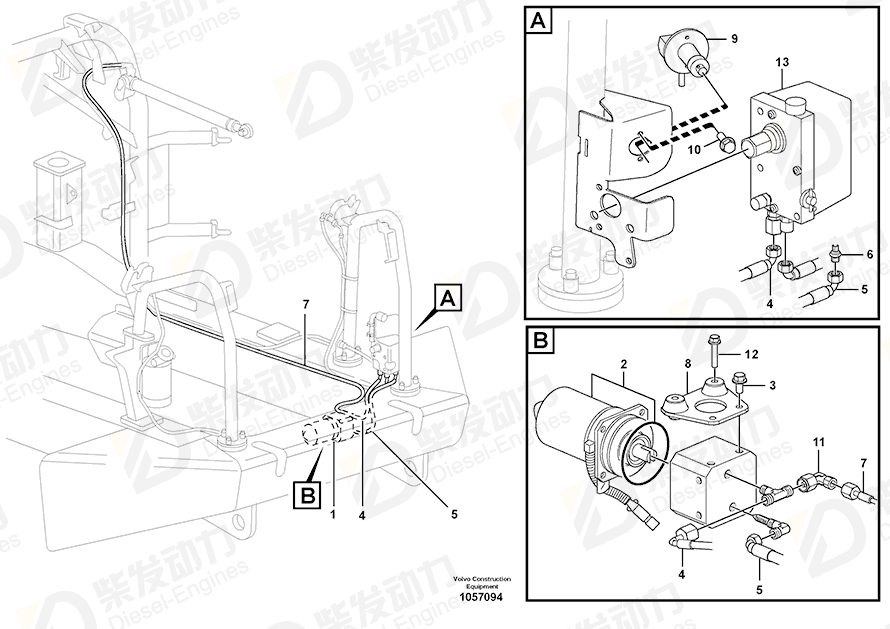 VOLVO Hose assembly 16832790 Drawing VOLVO Hose assembly 16832790 Drawing