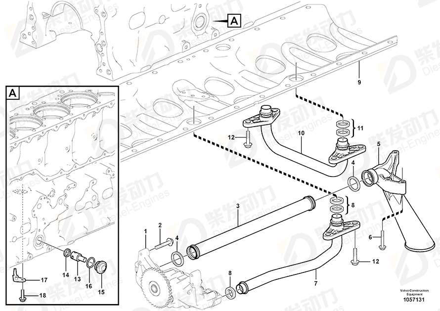 VOLVO Pressure pipe 20498189 Drawing VOLVO Pressure pipe 20498189 Drawing