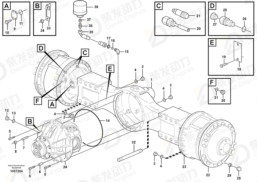 VOLVO Axle casing 11143265 Drawing VOLVO Axle casing 11143265 Drawing