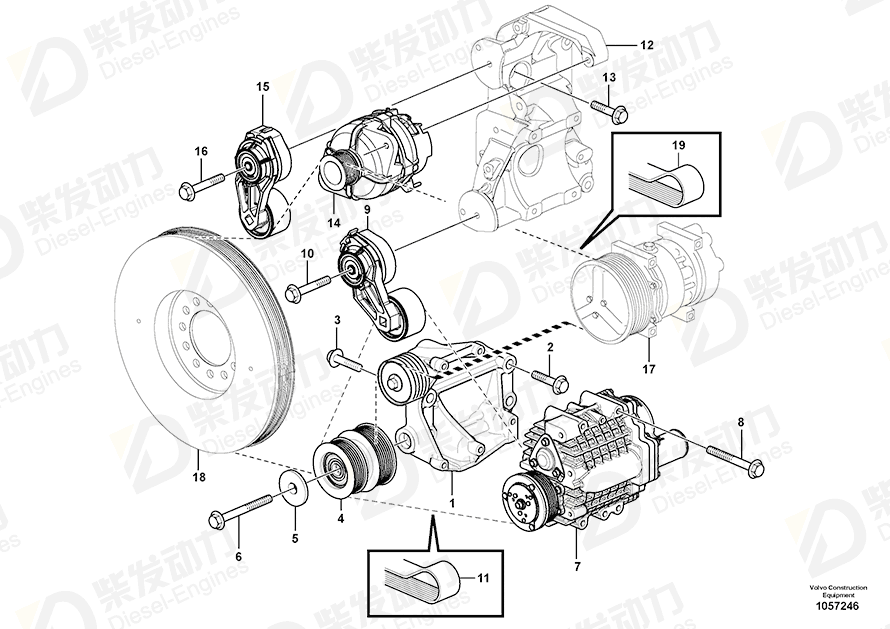 VOLVO Idler pulley 15188355 Drawing